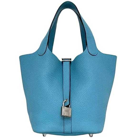 Hermès Picotin Lock PM handbag f-23696 in light blue, blue jean, Taurillon - Picture 1 of 10
